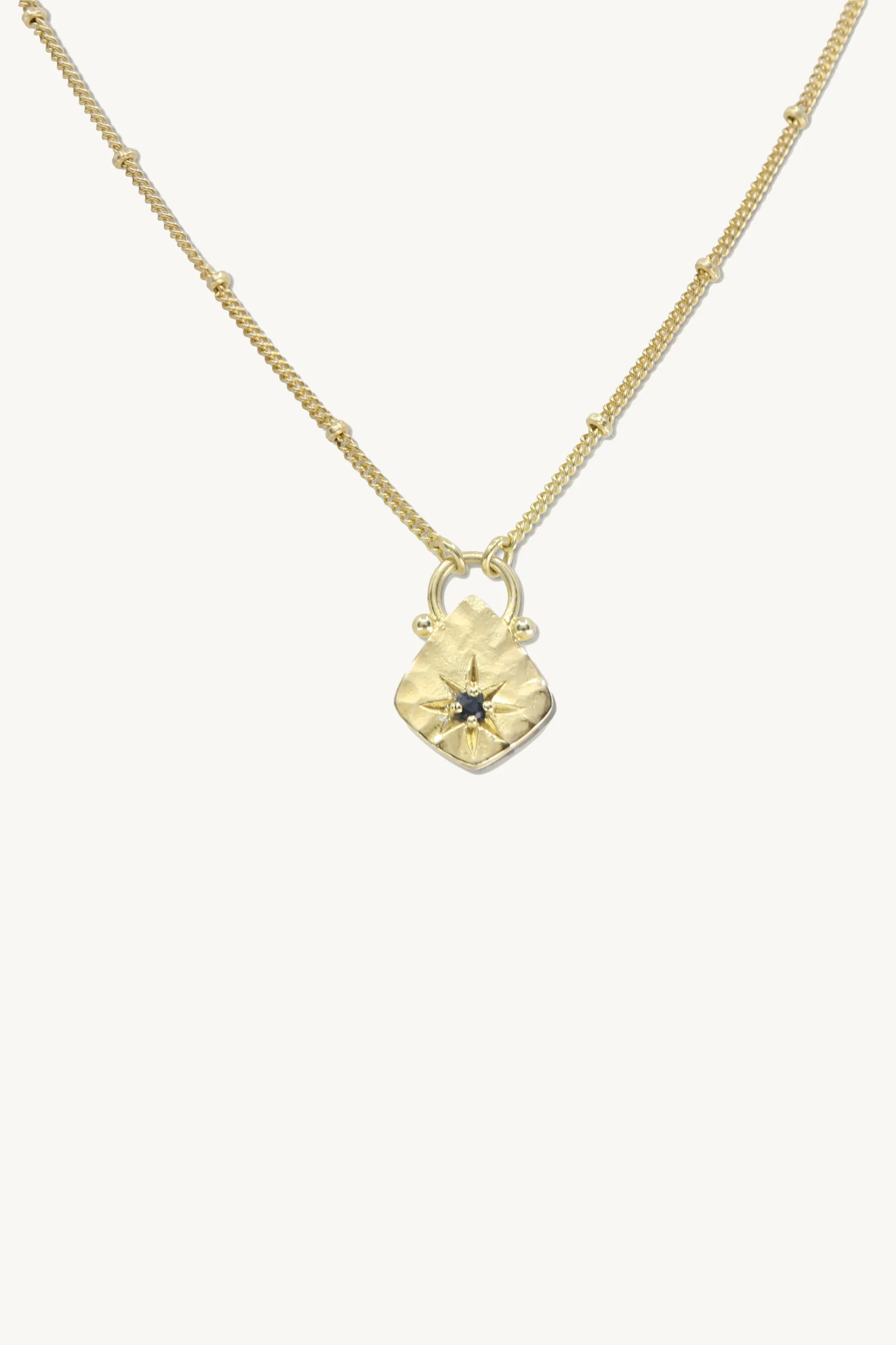 Sapphire Star Hammered Gold Necklace