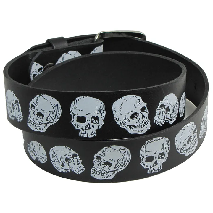 Skull Embossed Leather Belt