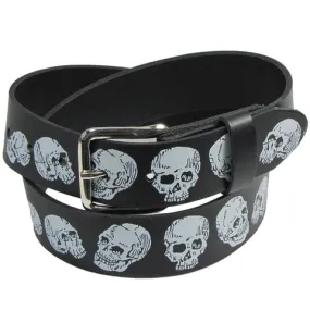 Skull Embossed Leather Belt