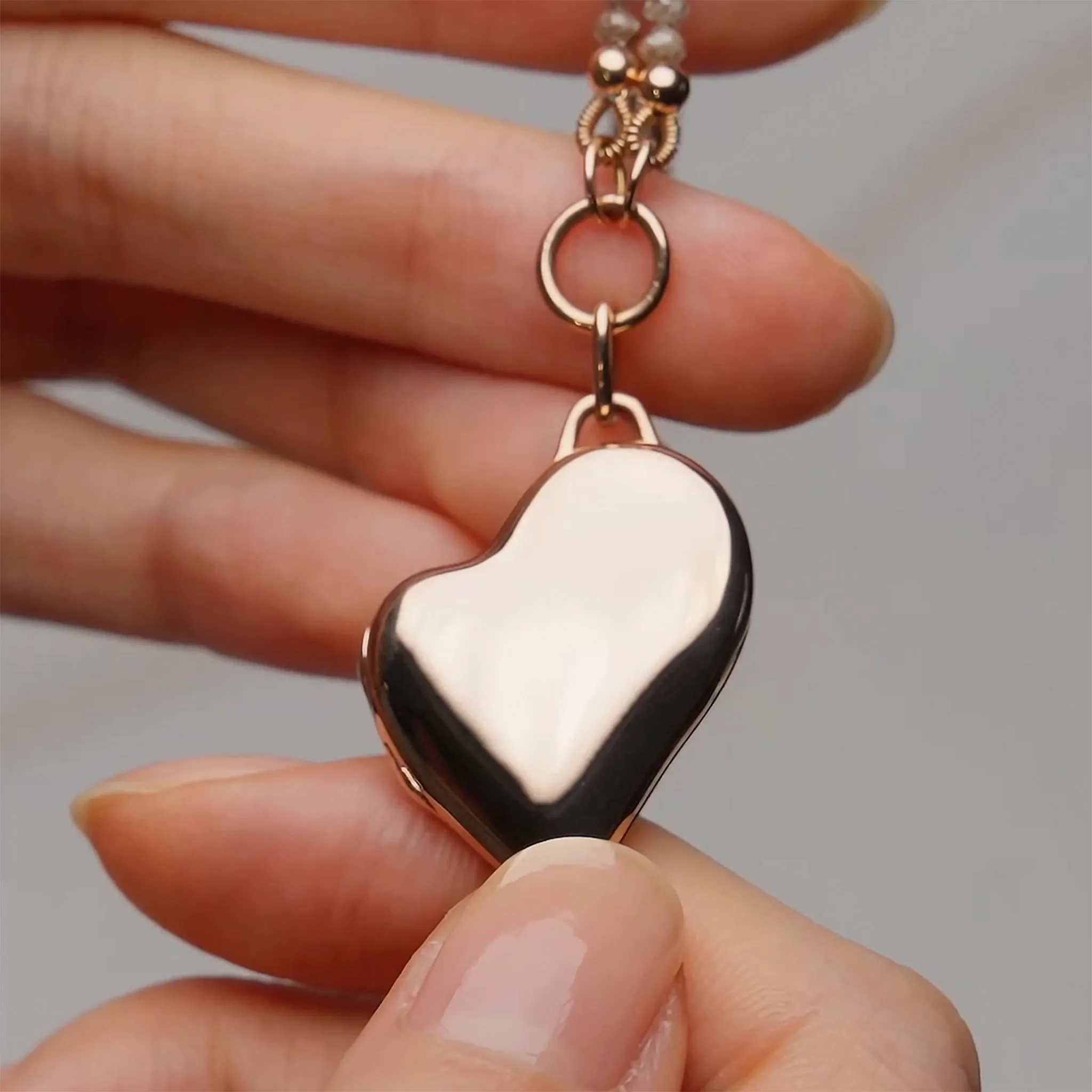 Slim Heart Locket on Cognac Diamond Necklace