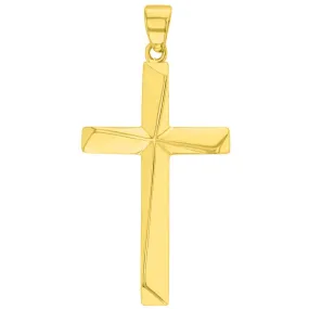 Solid 14K Gold Elegant Religious Plain Cross Pendant - Yellow Gold