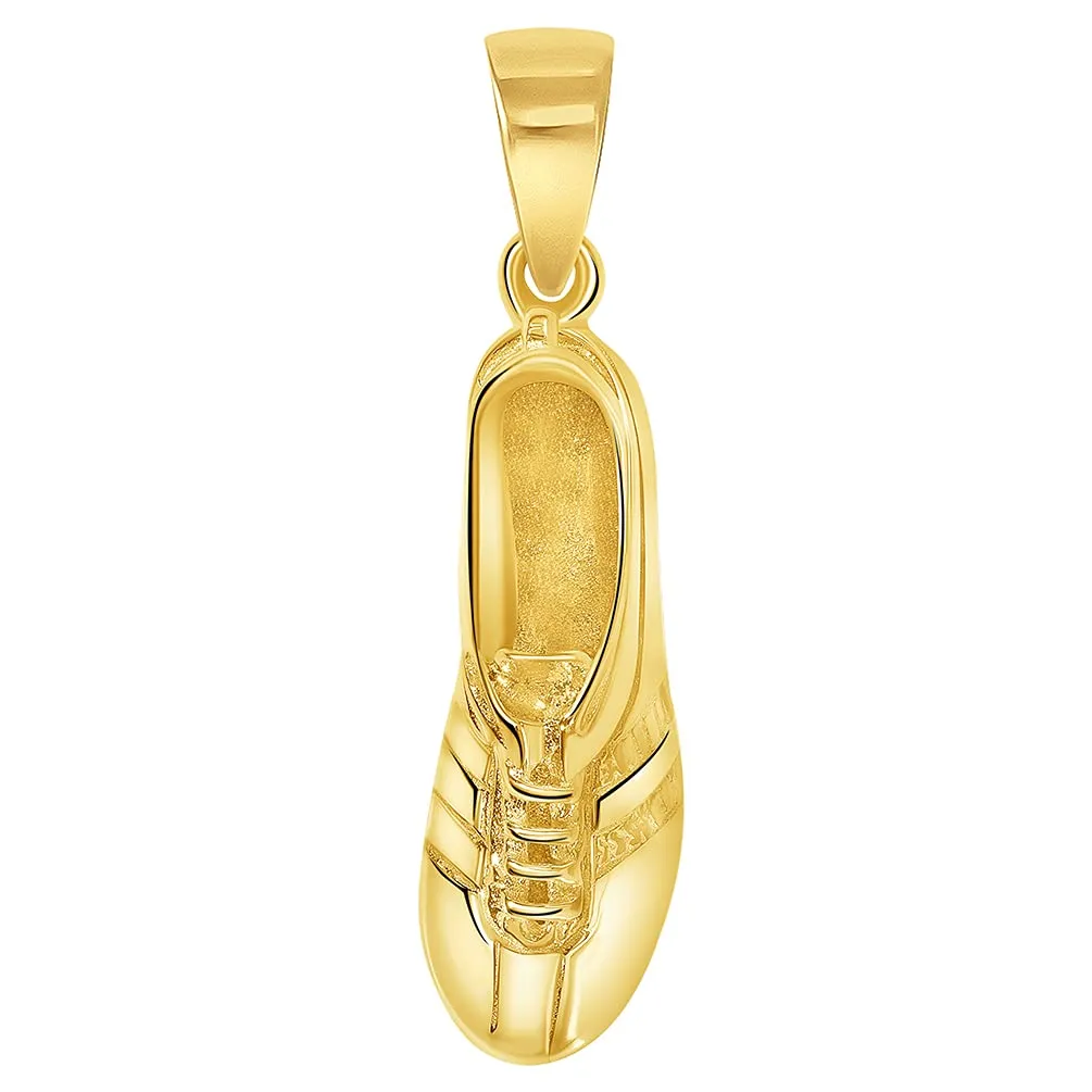 Solid 14k Yellow Gold 3D Soccer Cleet Shoe Charm Football Sports Pendant