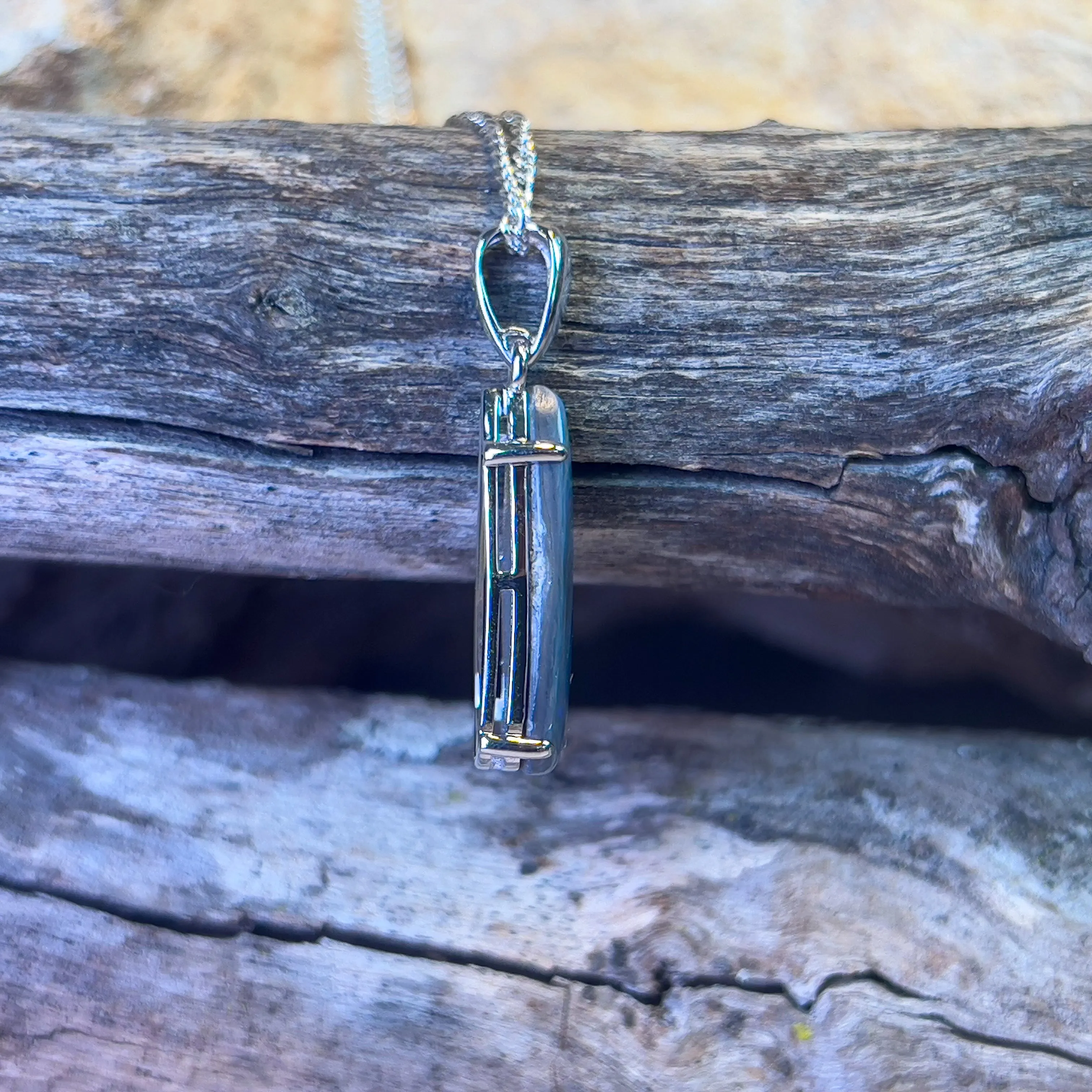 Sterling Silver Black Opal 3.4ct claw set pendant