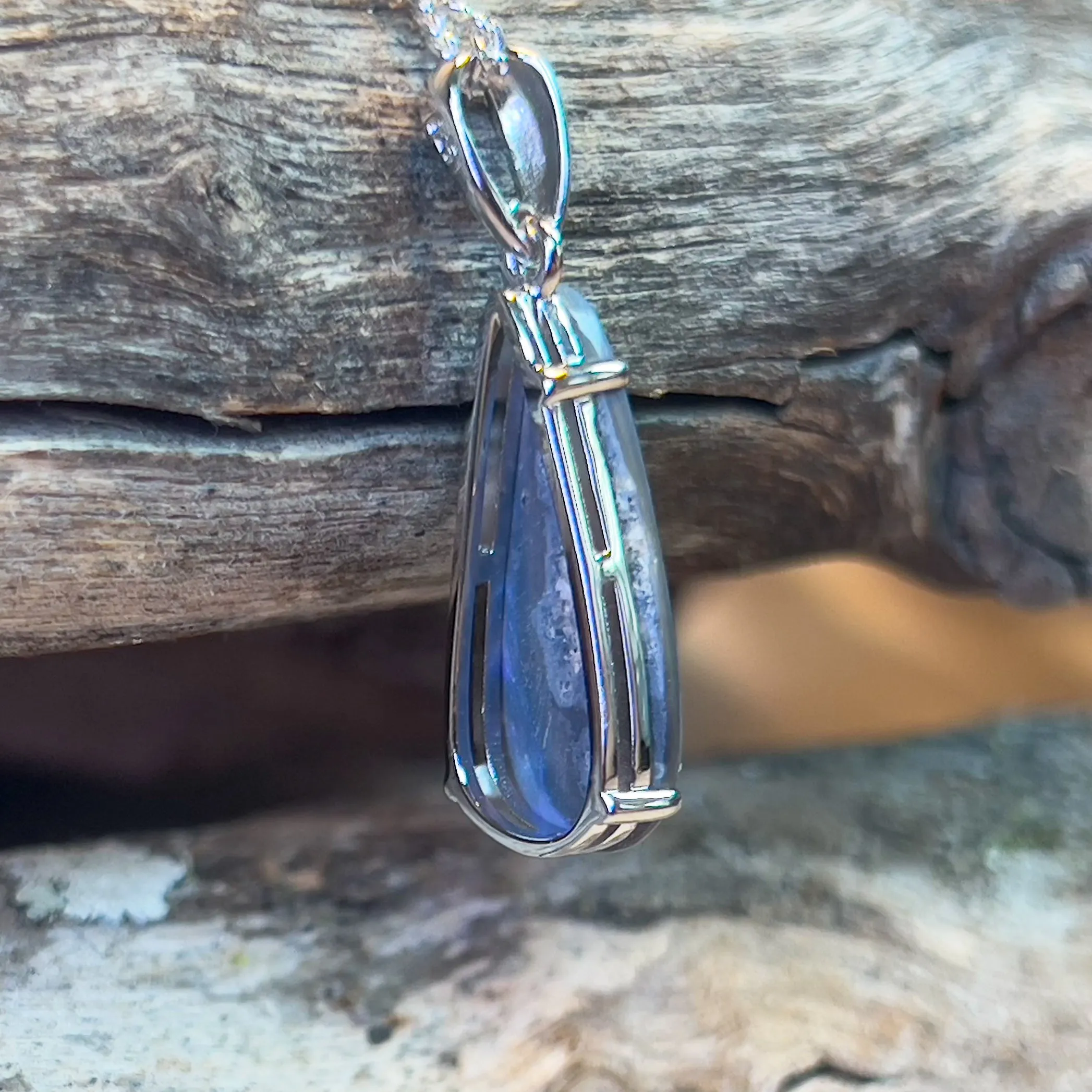 Sterling Silver Black Opal 3.4ct claw set pendant