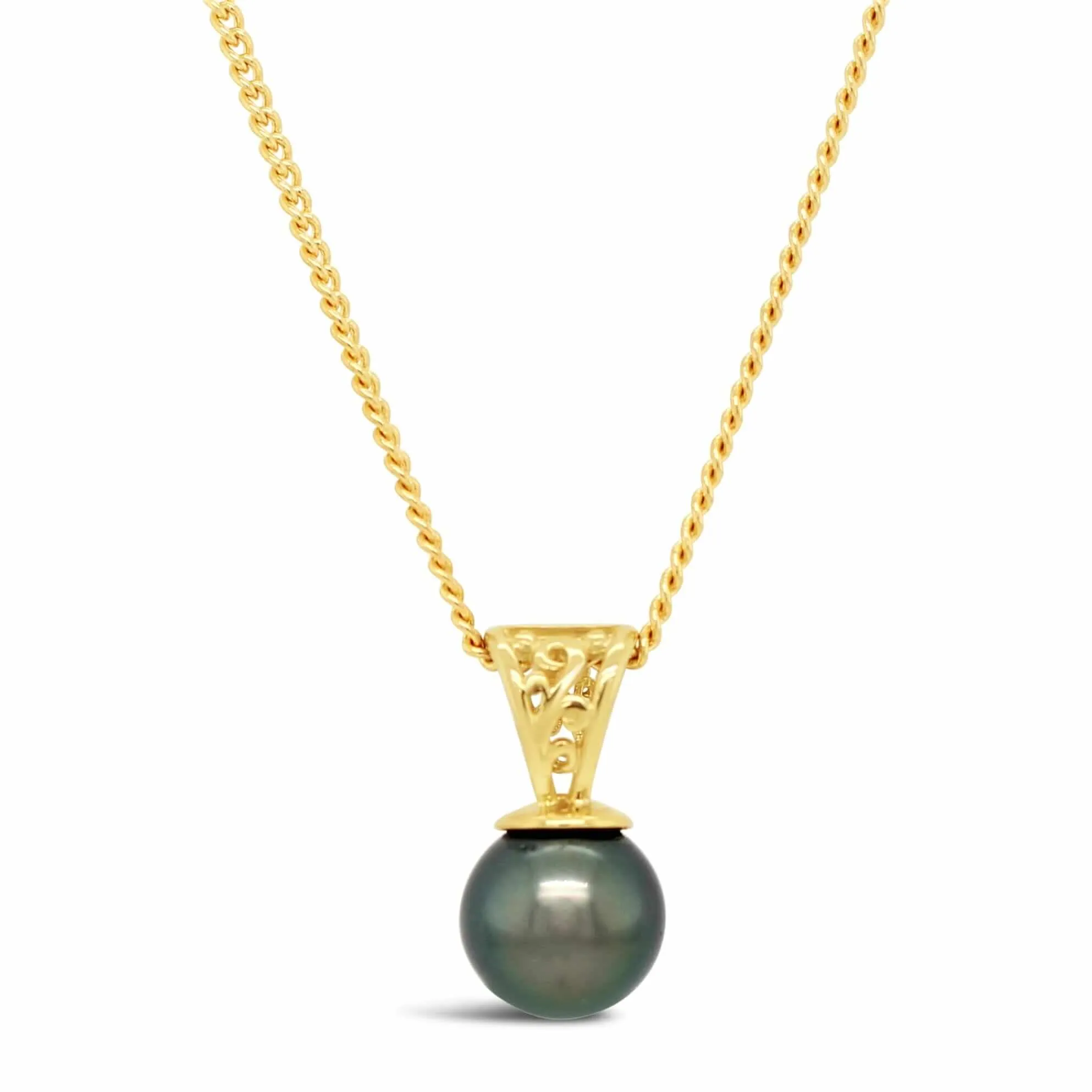Sterling Silver Filigree Pendant with Abrolhos Black Pearl