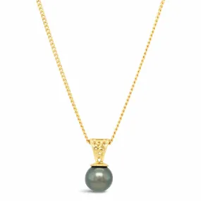 Sterling Silver Filigree Pendant with Abrolhos Black Pearl