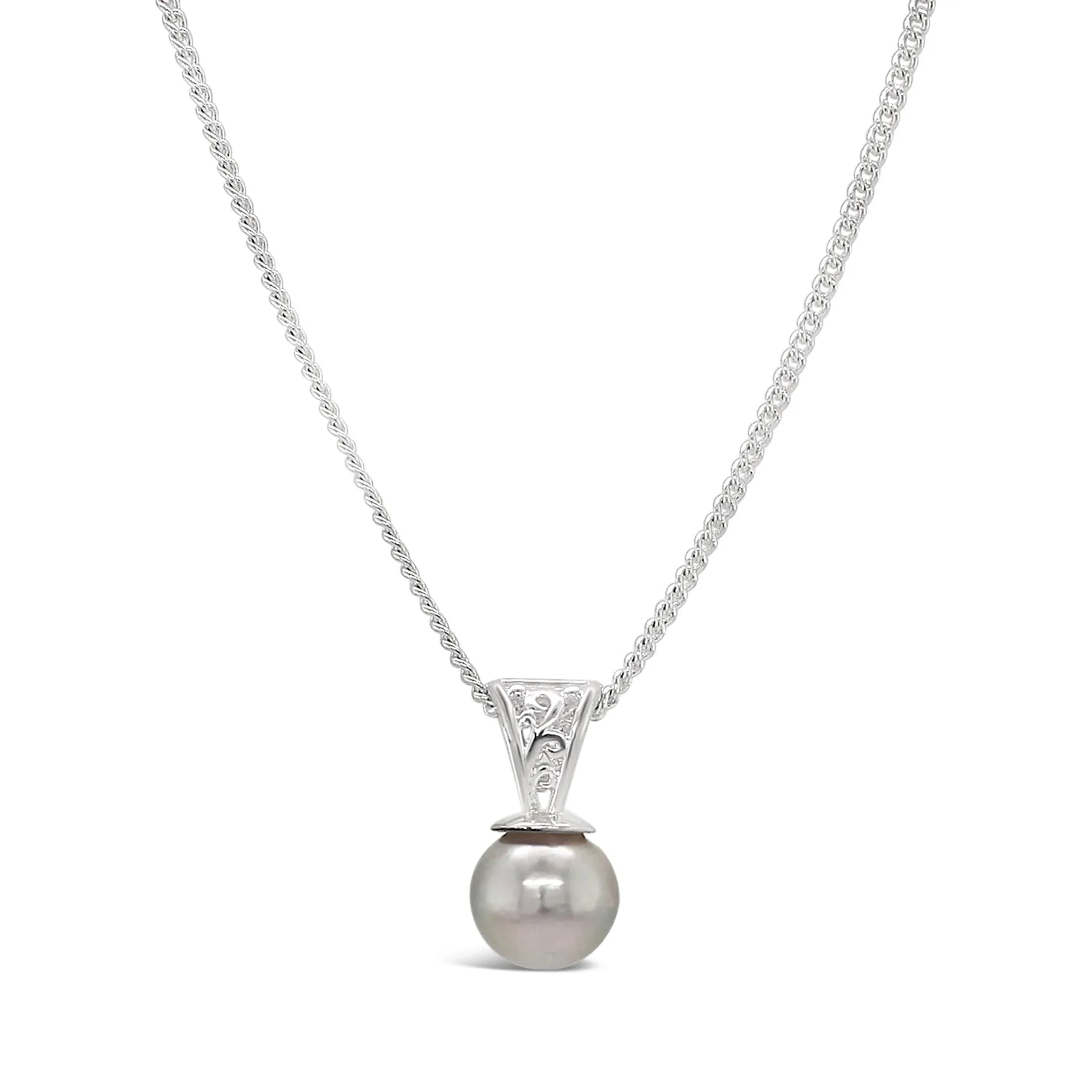 Sterling Silver Filigree Pendant with Abrolhos Black Pearl
