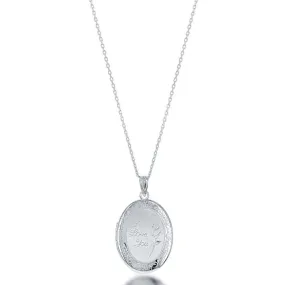 Sterling Silver "I Love You" with Rose Oval Locket