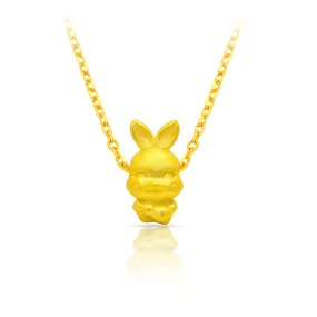 TAKA Jewellery 999 Pure Gold Rabbit HuLu Pendant with 9K Gold Chain