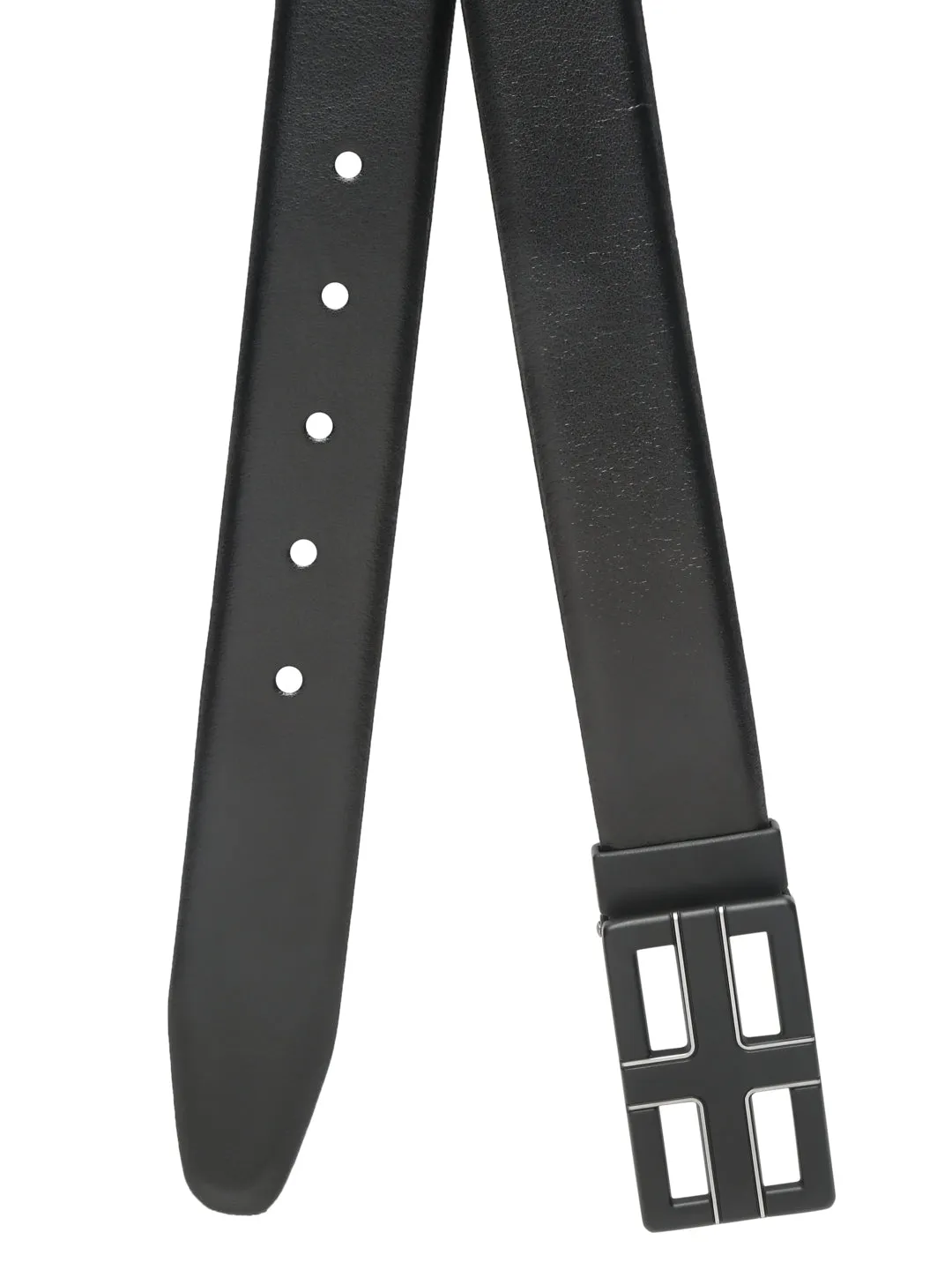 Teakwood Leather Men Textured Black-Silver Belt