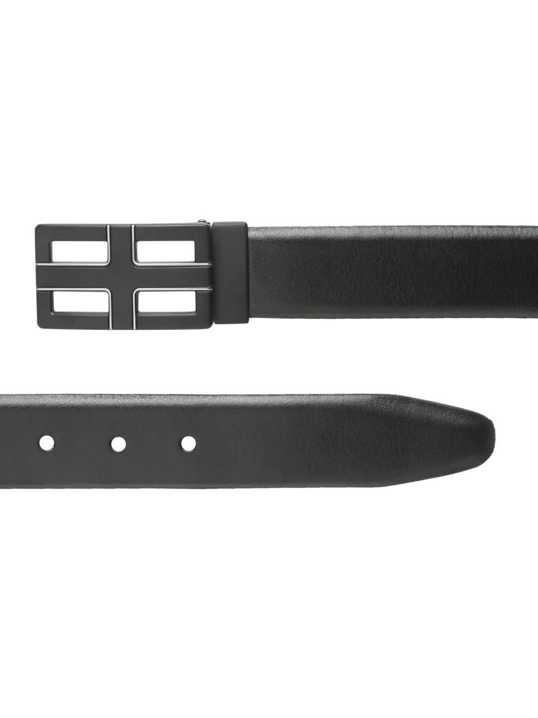 Teakwood Leather Men Textured Black-Silver Belt