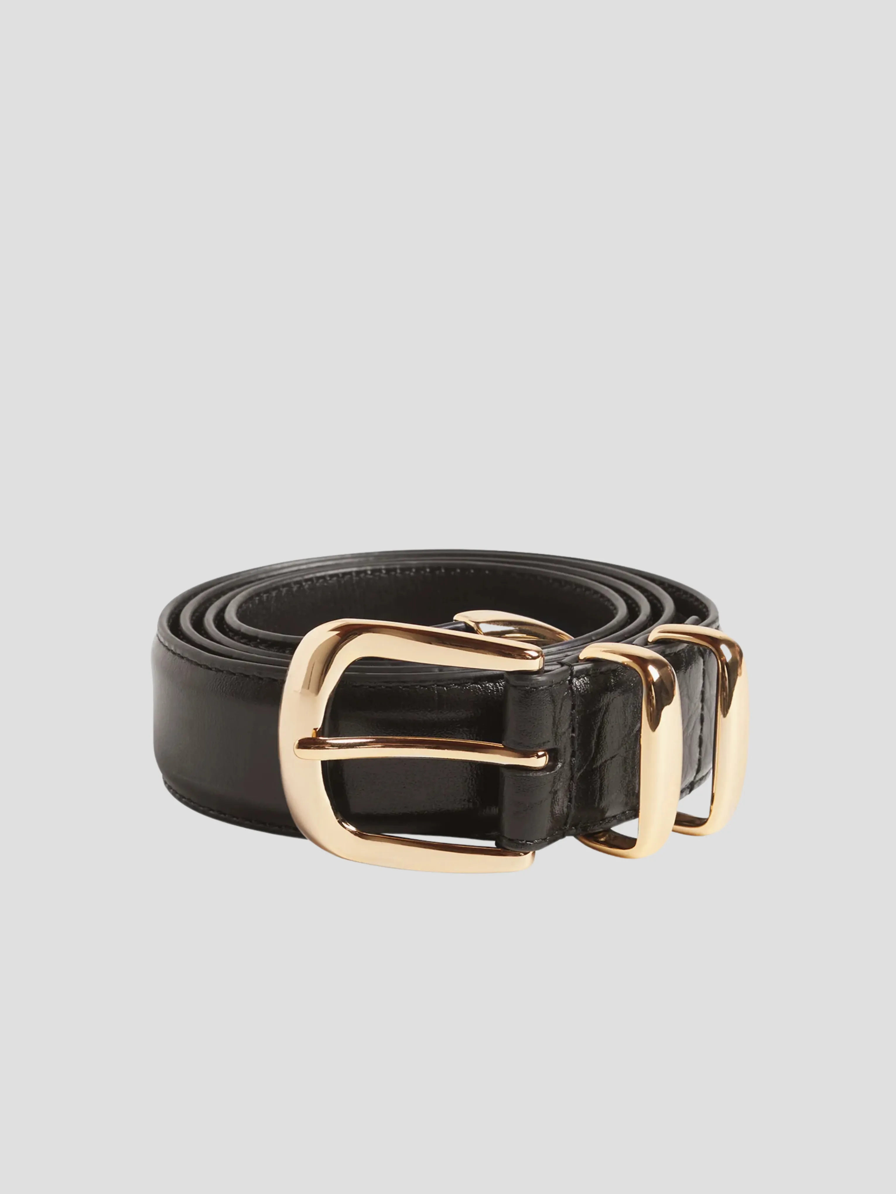The Jordan Croc Embossed Belt in Brown and Gold