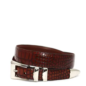 Torino Alligator Embossed Calf Belt - Cognac