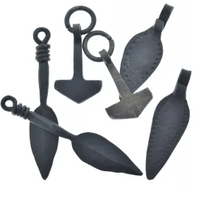 Vikings Norse Thors Hammer Pendant Assortment, 42mm, create your own jewelry with hand forged black steel, Assorted, 6 styles