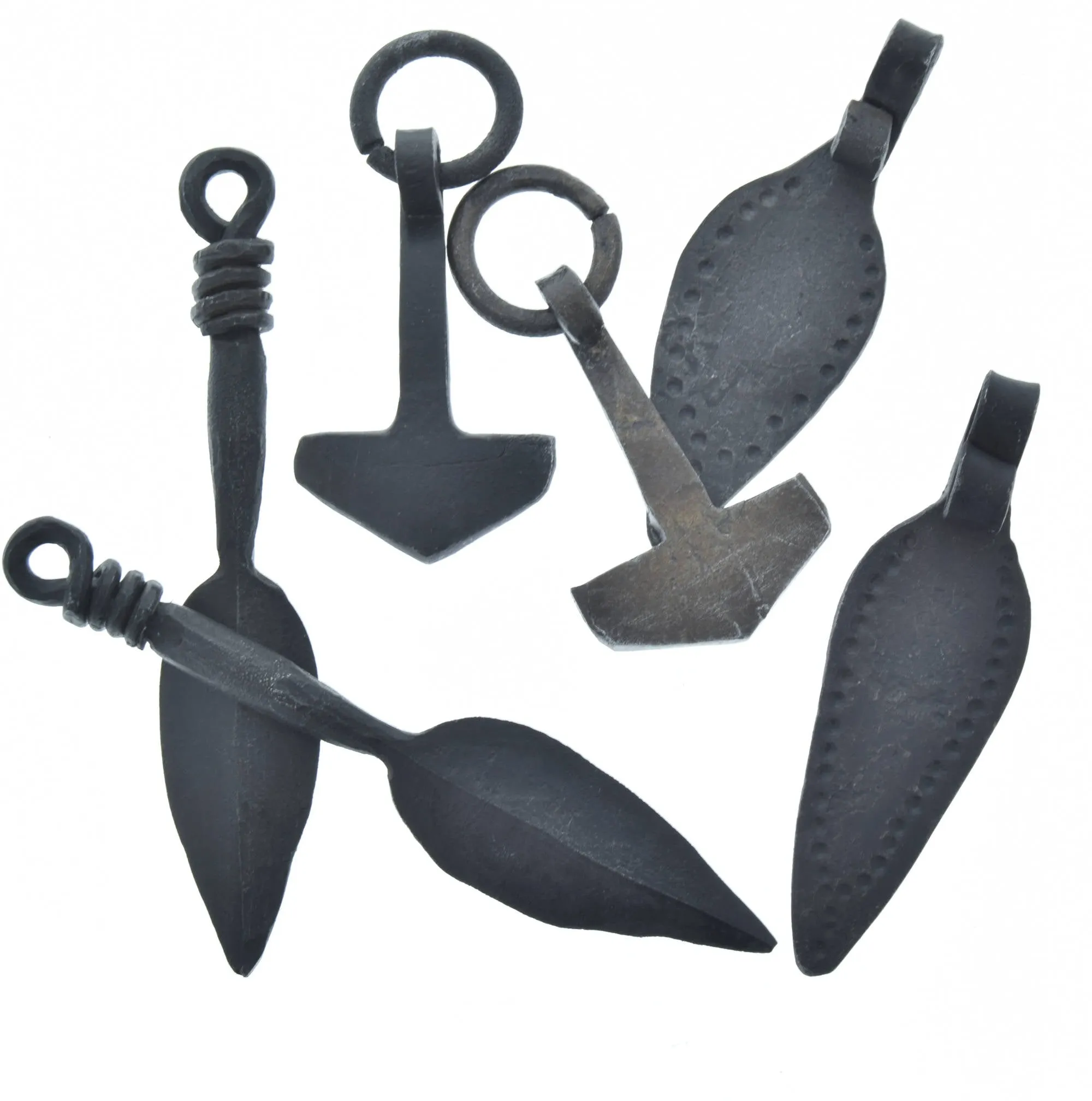 Vikings Norse Thors Hammer Pendant Assortment, 42mm, create your own jewelry with hand forged black steel, Assorted, 6 styles