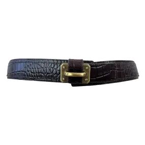 Vintage Worth Brown Croc Embossed Leather Belt USA Size Small