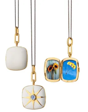 White Enamel Cushion Locket
