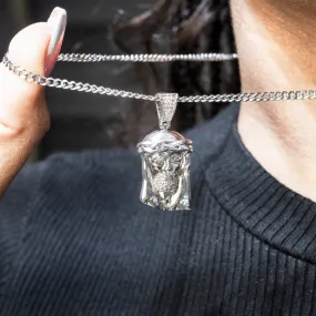 Women's White Gold Jesus Head Necklace | Appx. 20.1 Grams