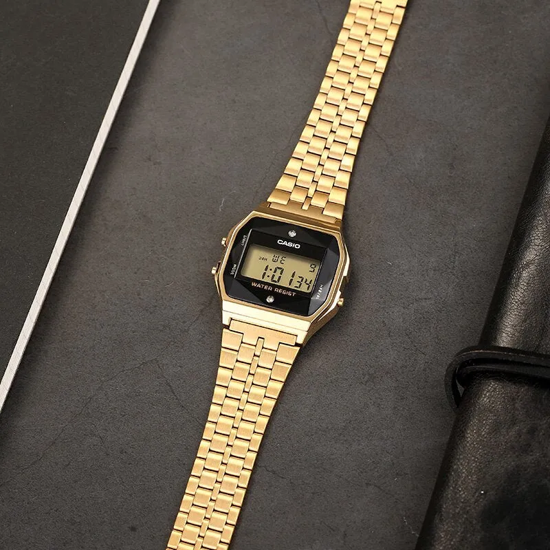 WW1395 Casio Vintage Diamond Digital Golden Chain Watch A159WGED-1DF