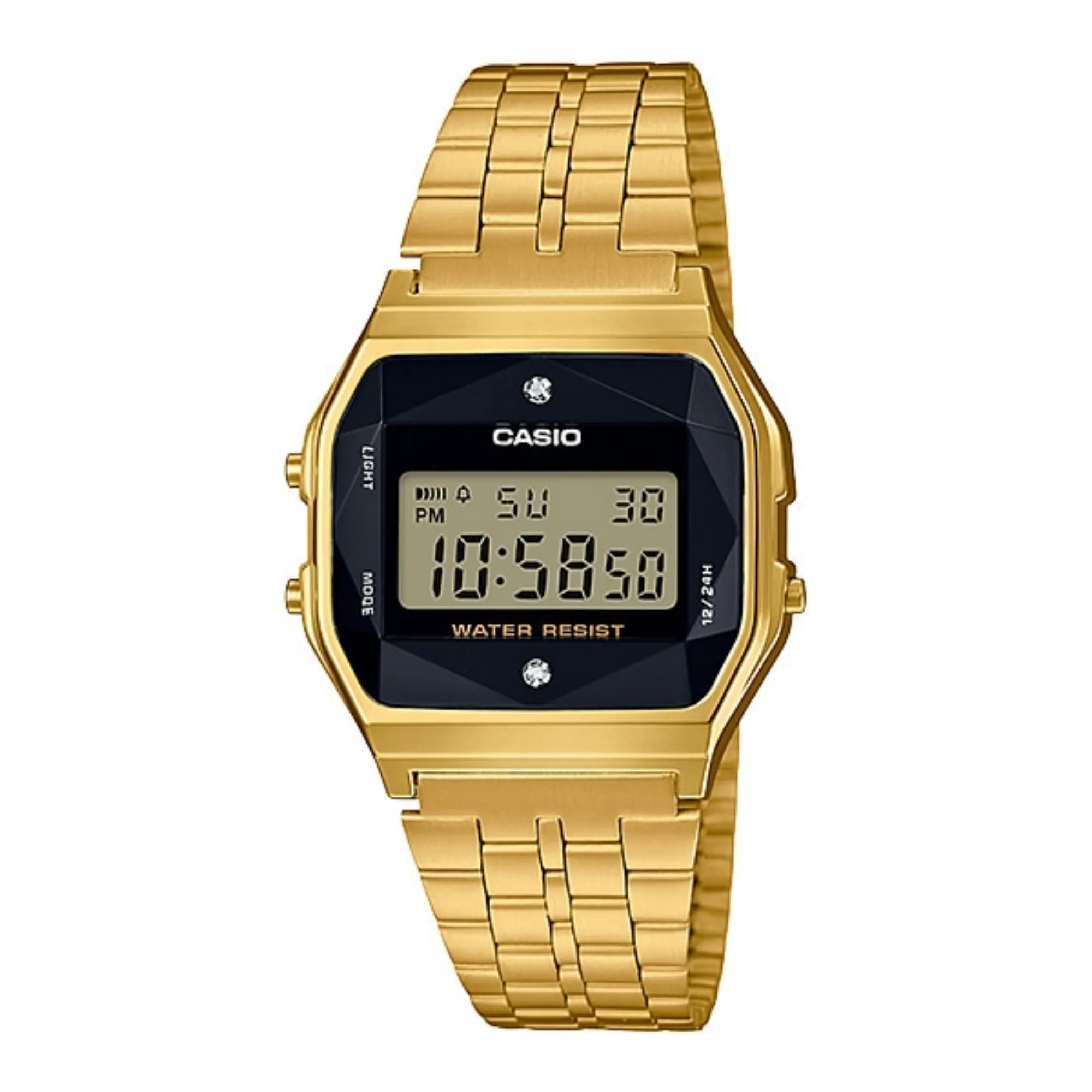WW1395 Casio Vintage Diamond Digital Golden Chain Watch A159WGED-1DF