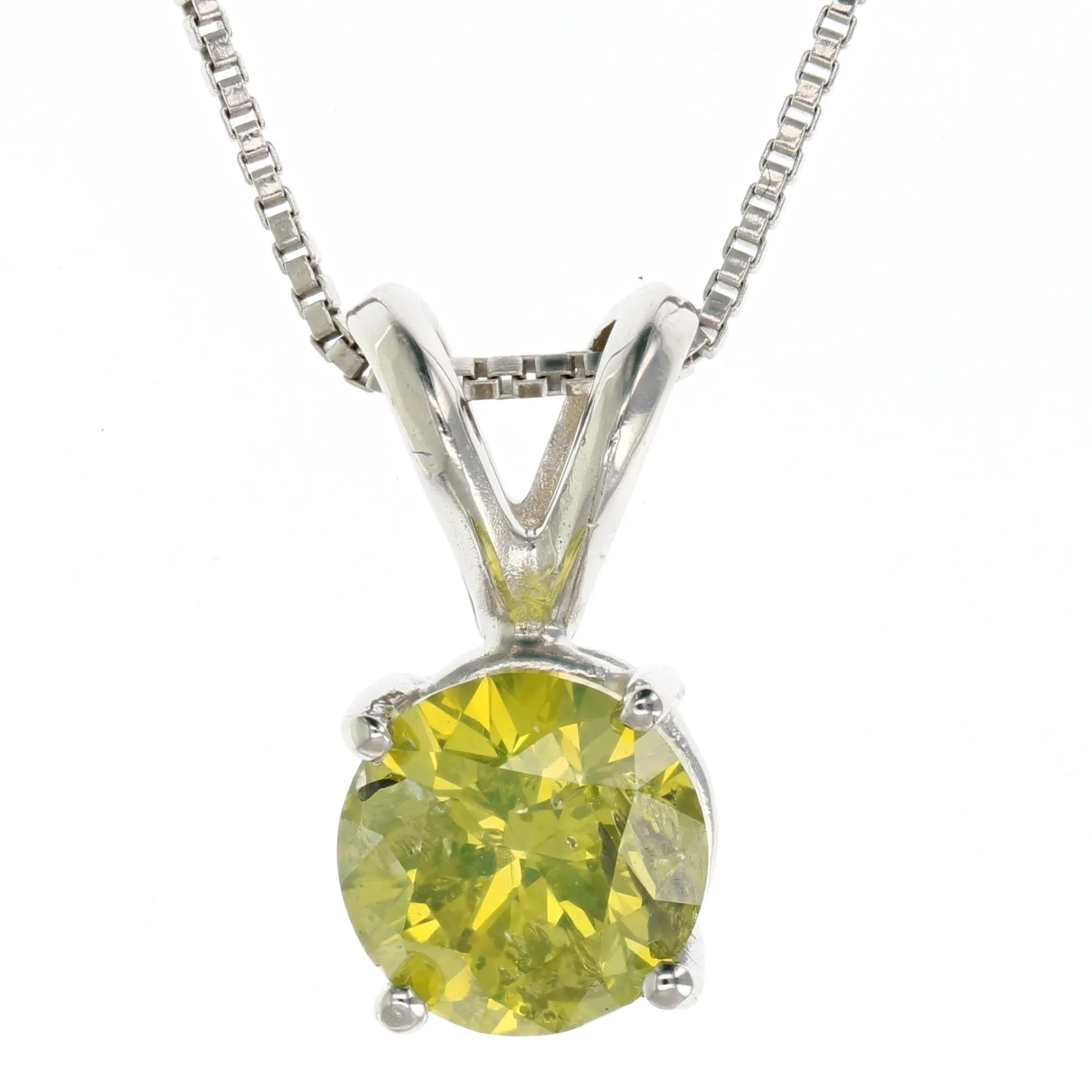 Yellow Diamond Solitaire Pendant Necklace in 14K Gold