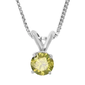 Yellow Diamond Solitaire Pendant Necklace in 14K Gold